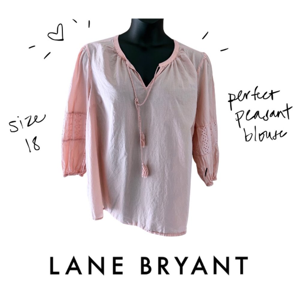 Lane Bryant Peasant Top with Pretty Sleeve Detail in Size 18